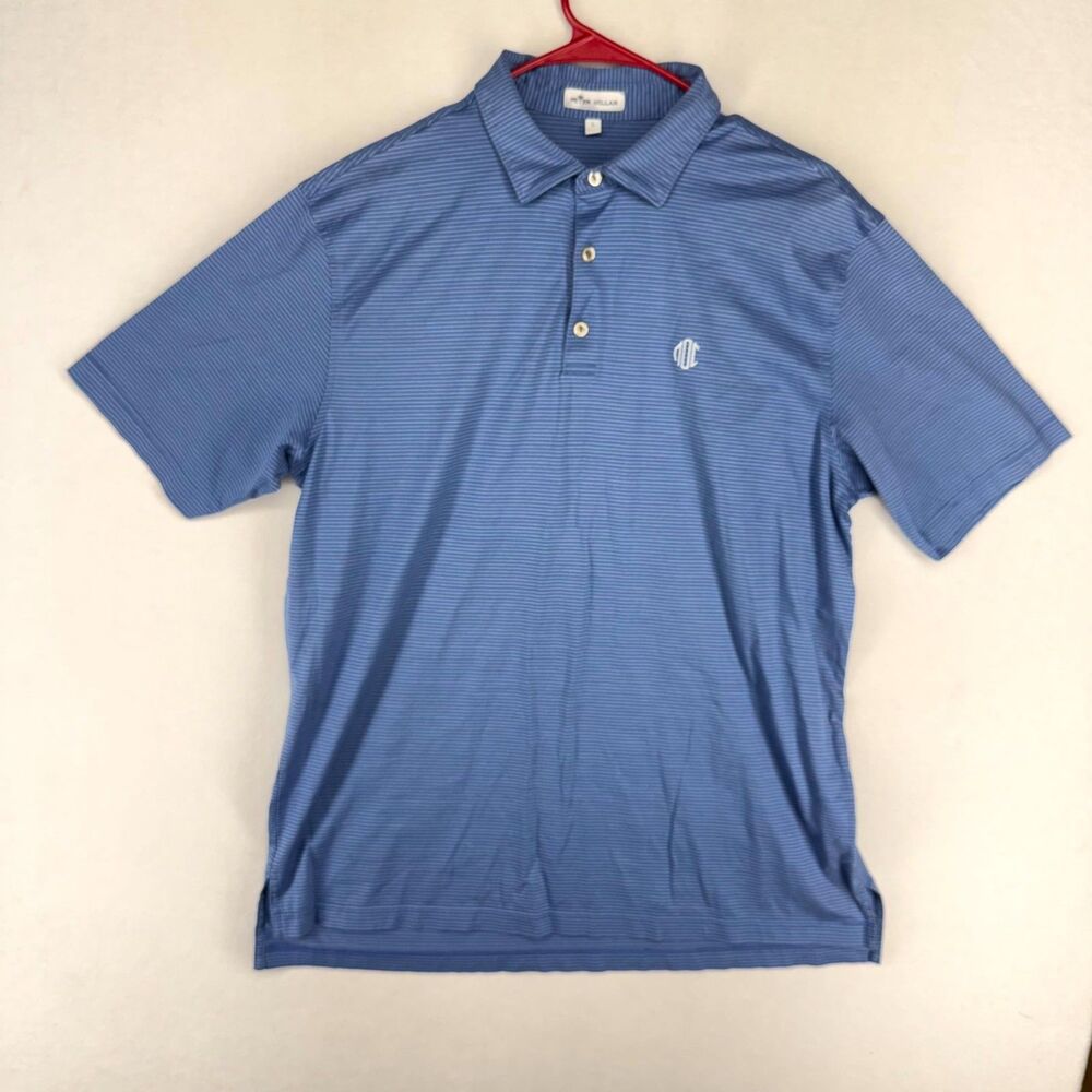 Peter Millar Mens Embroidered Striped Polo‎ Short Sleeve Size L